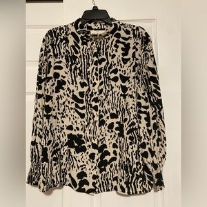 Ba&Sh - Beige & Black Leopard Print Button-Up Blouse size L